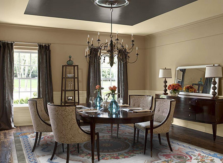 Гостиная столовая в кофейных тонах