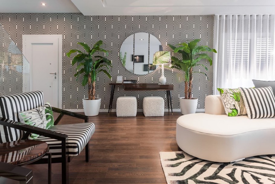 Тропический интерьер гостиной