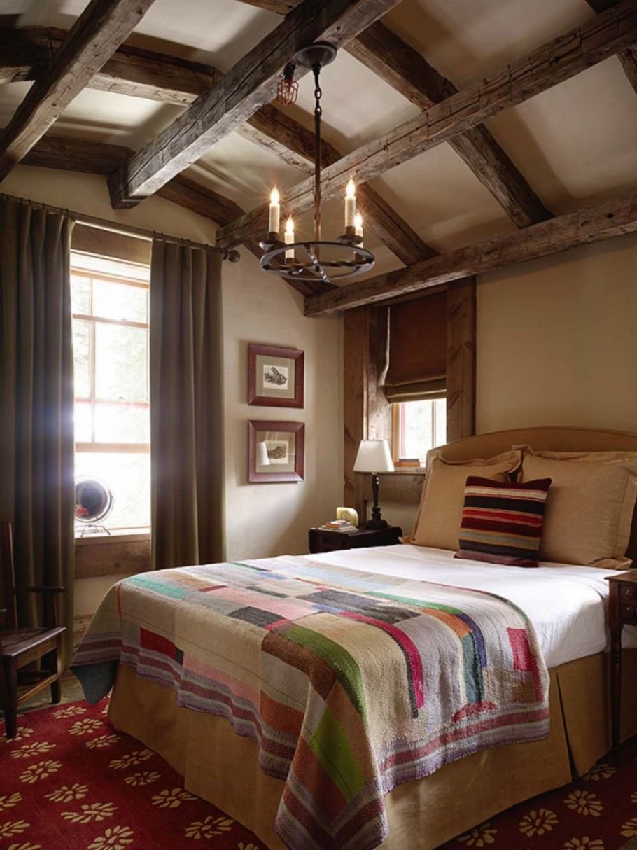 Интерьер спальни в деревенском стиле