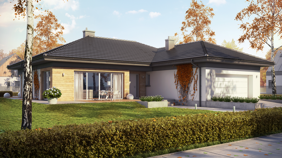 Г-образный дом одноэтажный