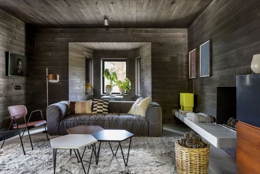 Деревянная стена в интерьере