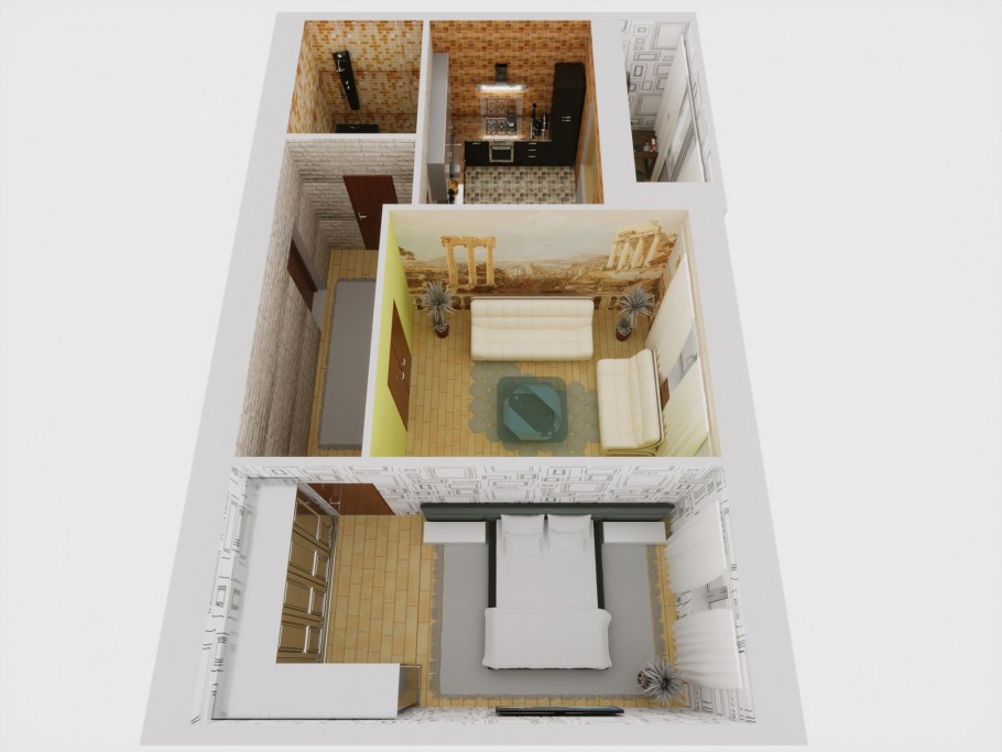 Трехкомнатная квартира вид сверху