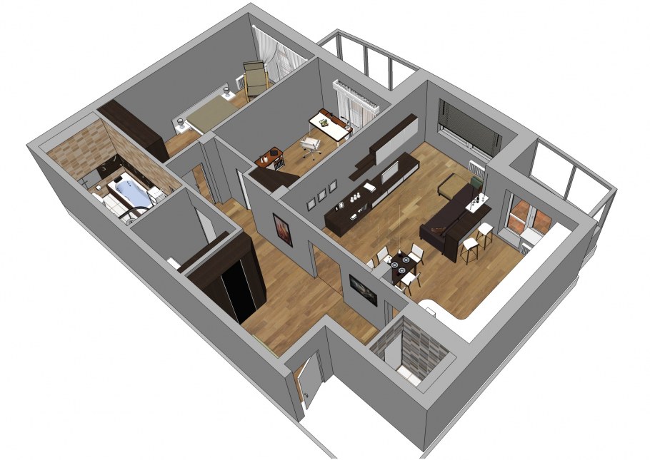 Планировка однокомнатной 38.2кв. м. ДСК
