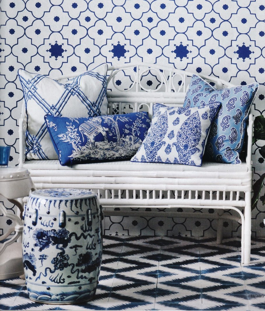 Сине белый фарфор в интерьере