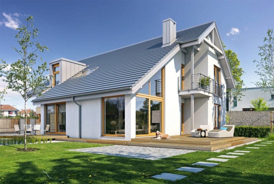 Современный дом с мансардой