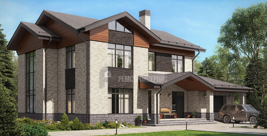 Проекты современных кирпичных коттеджей