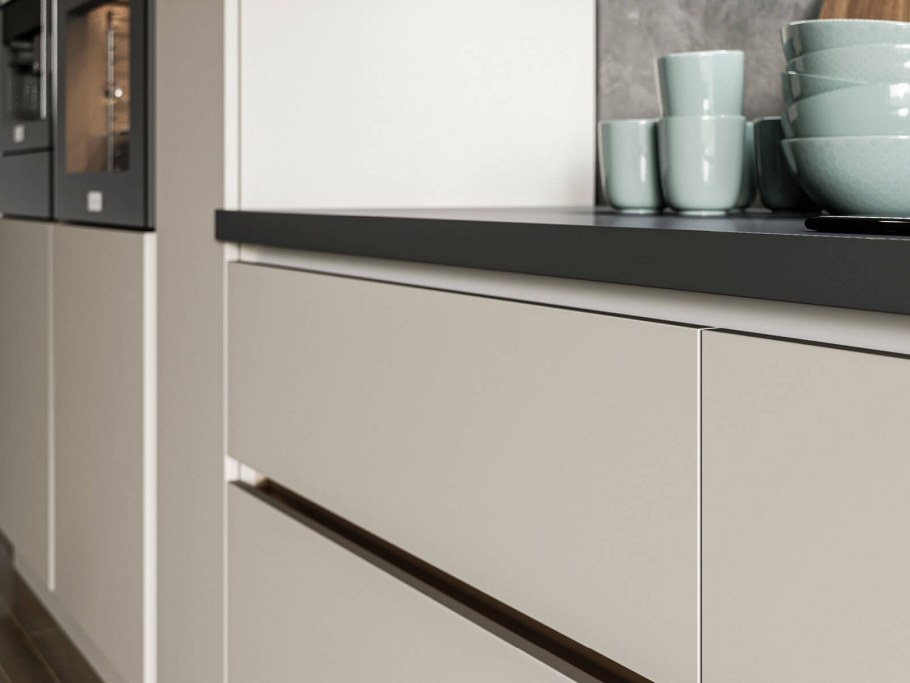 Кухни без ручек с алюминиевым профилем