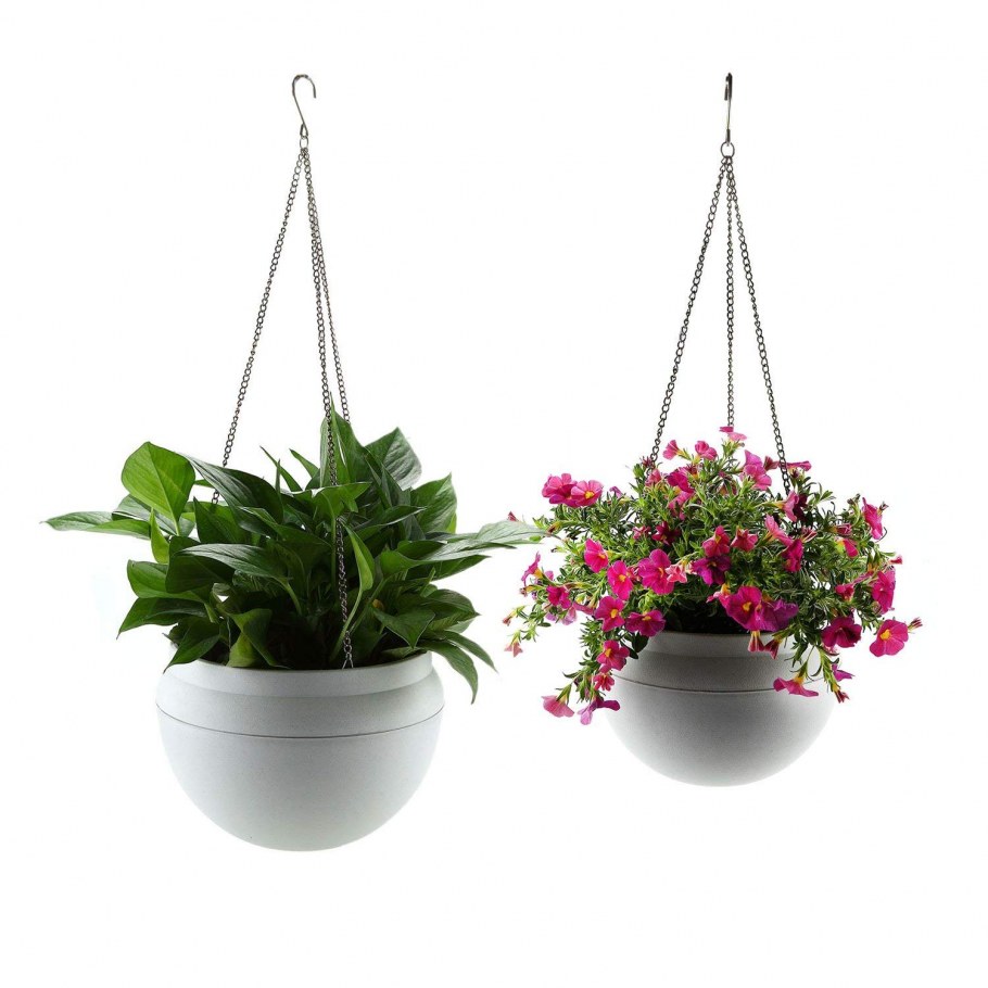 Подвесные цветы в горшках