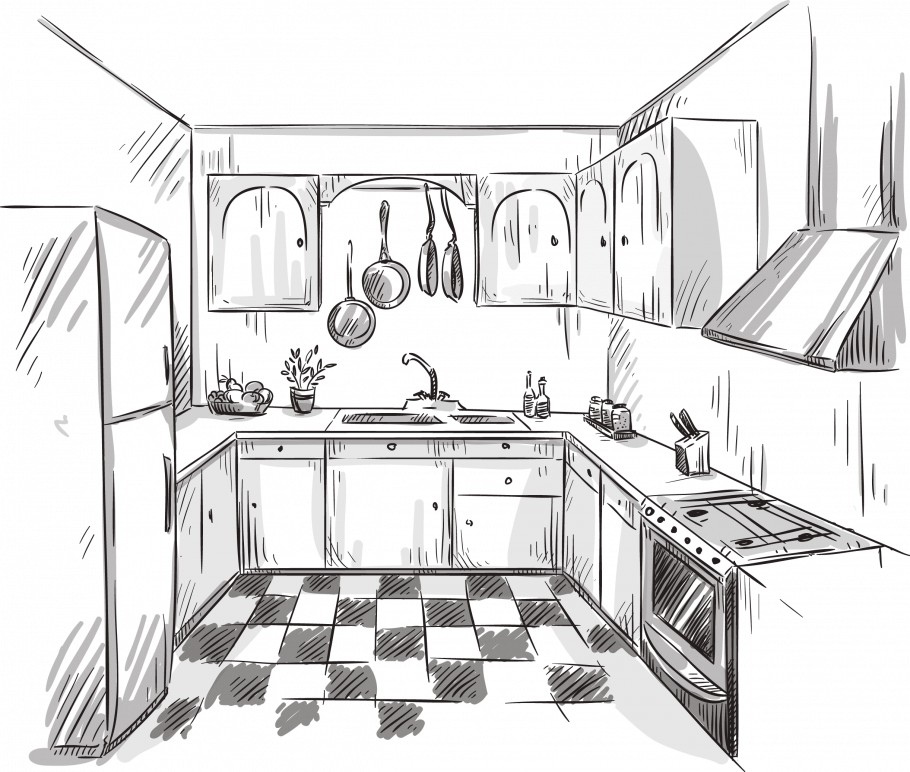 Интерьер кухни раскраска