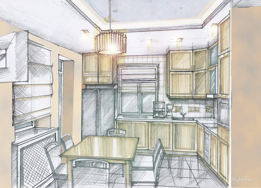 Зарисовки интерьера кухни