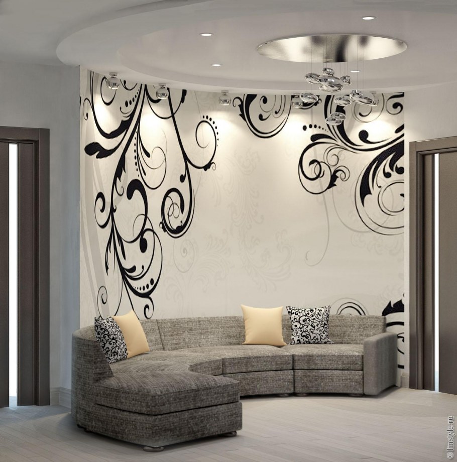 Оформление стен в гостиной в стиле Модерн