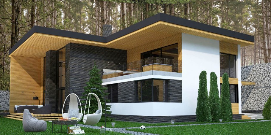 Дом с плоской крышей монолит 170 м