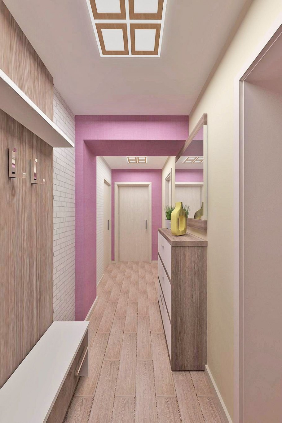 Интерьер длинной прихожей