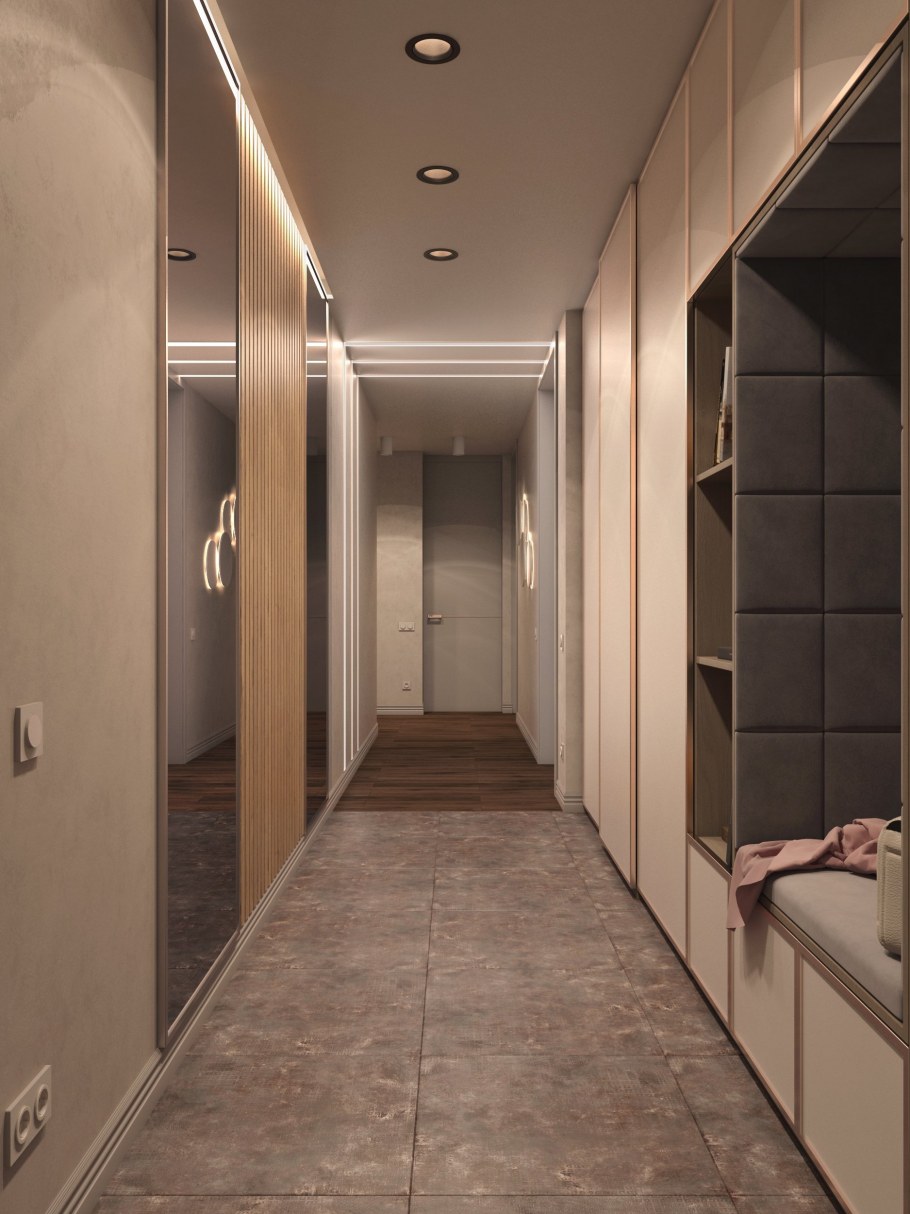 Узкий г образный коридор