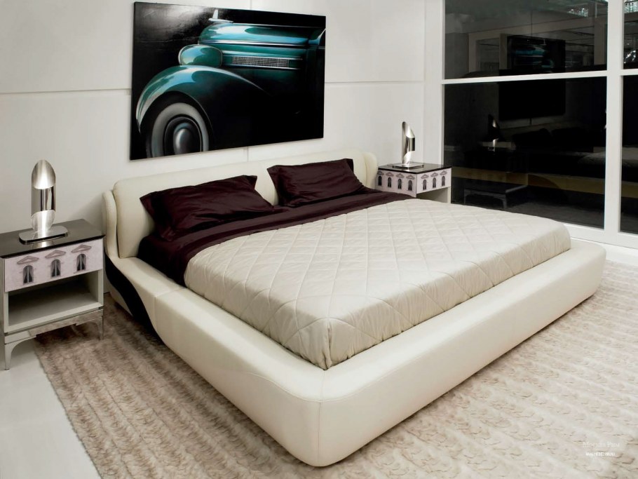 Современные кровати двуспальные с мягким изголовьем