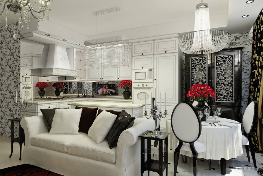 Гостиная ар деко в маленькой квартире