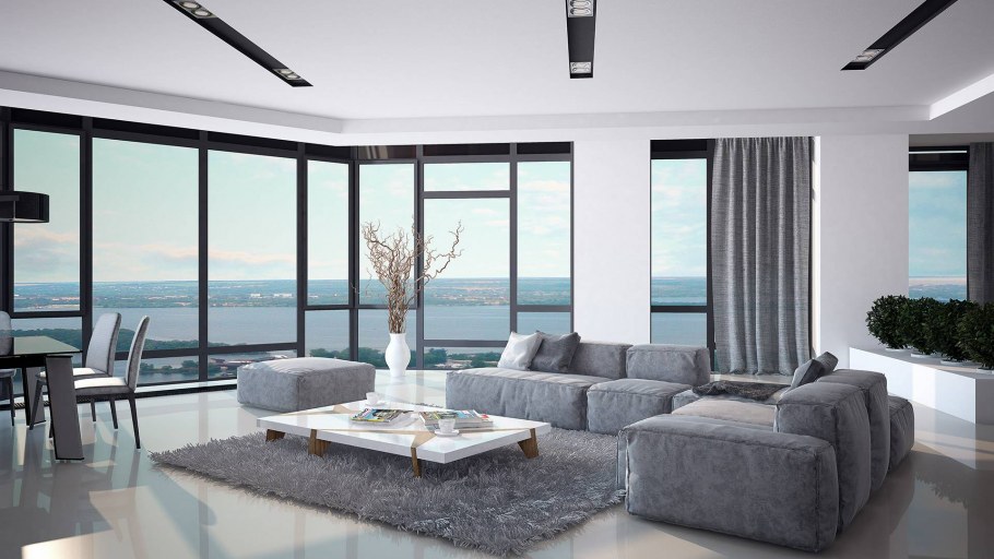 Кухня с панорамными окнами