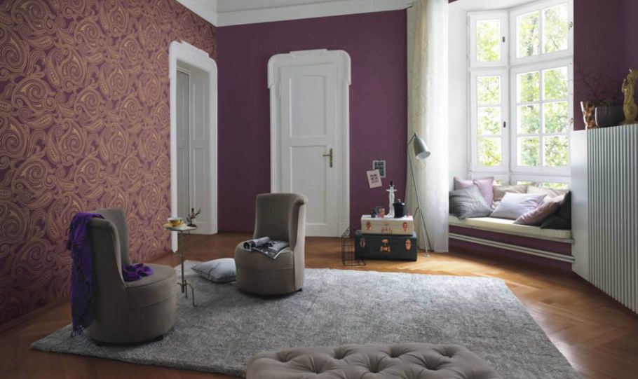 Комбинированные обои для зала