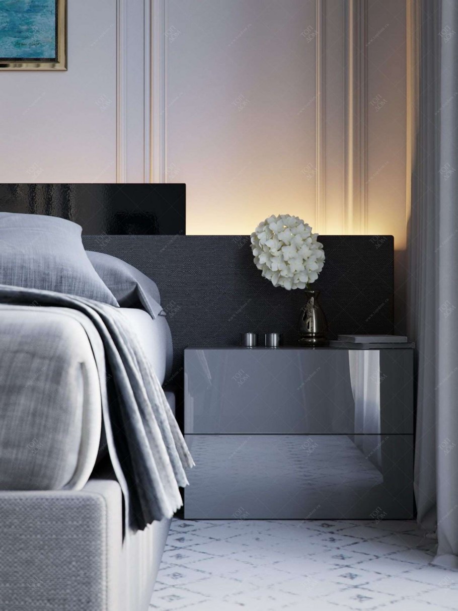 Прикроватная тумба для спальни серая