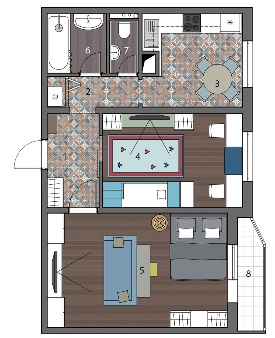Перепланировка двухкомнатной квартиры п44 линейка
