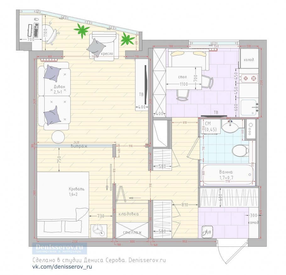 П44т двушка распашонка планировка