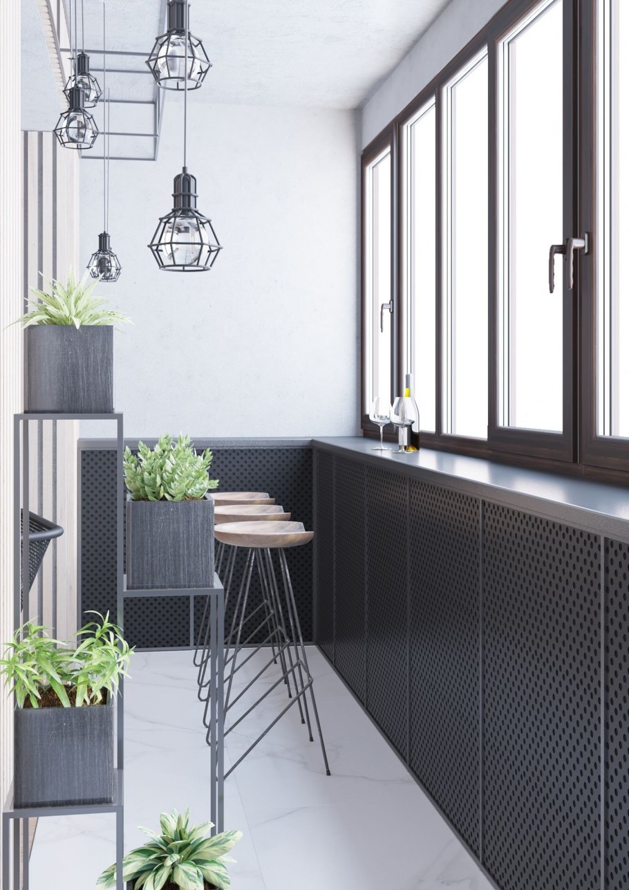 Балкон в сером цвете