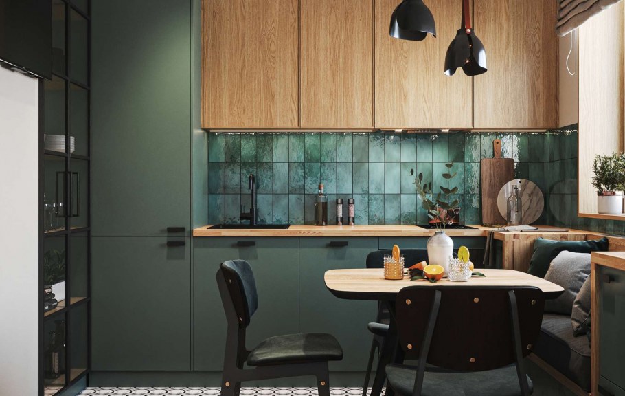 Икеа кухня метод серо зеленая