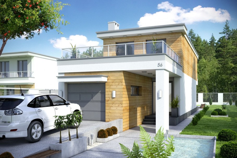 Узкий дом с гаражом