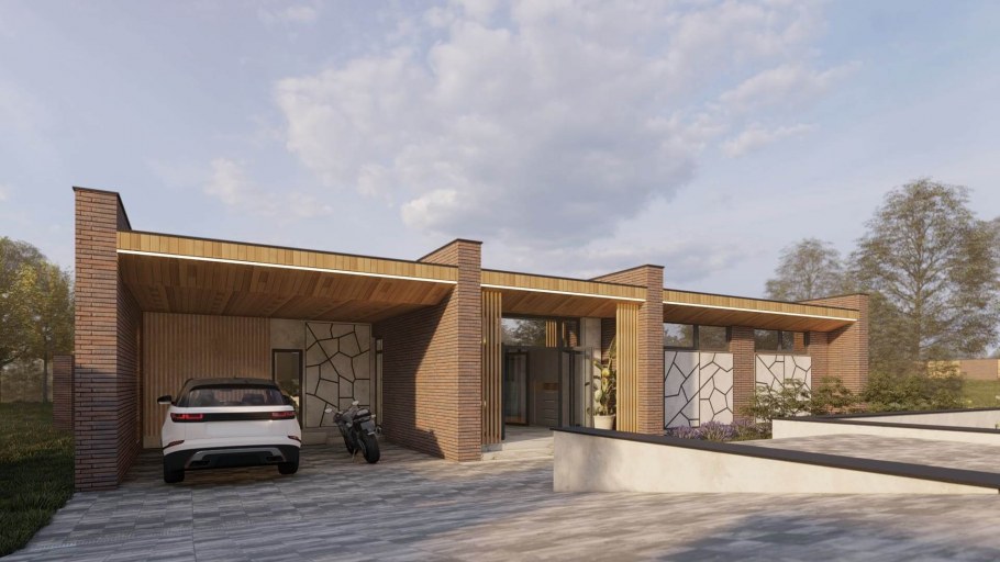 Проекты одноэтажных домов с плоской крышей и гаражом