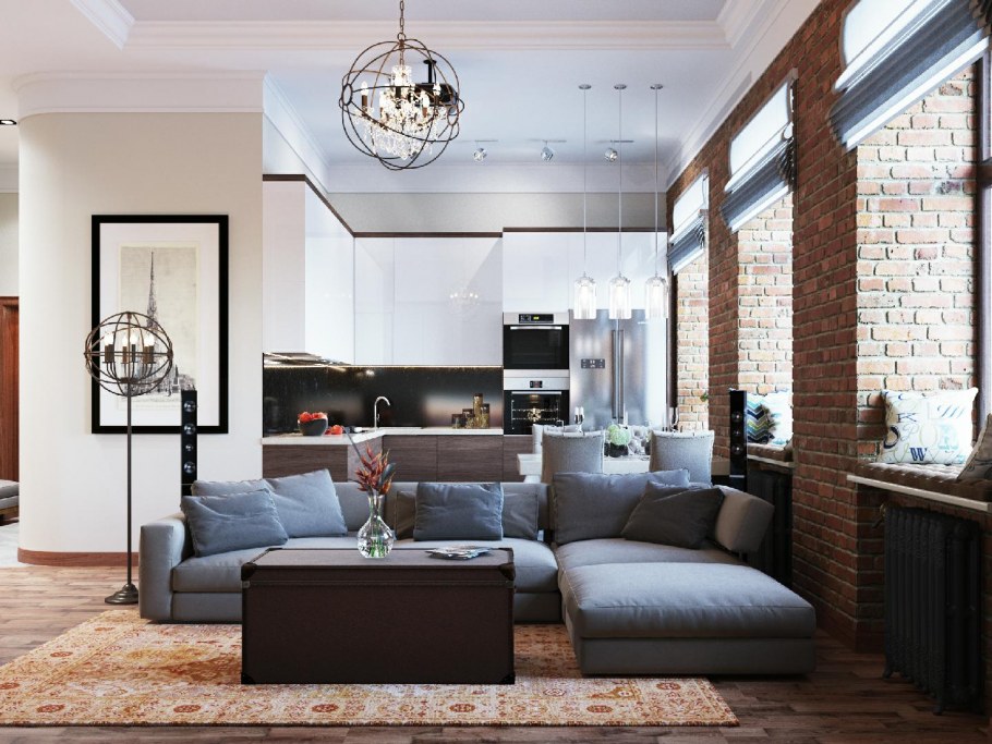 Проект гостиной лофт