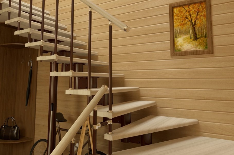 Лестница меж этажная металдерево