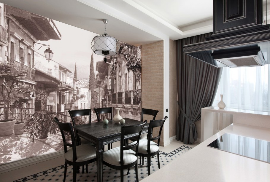 Кухонные обои стильные