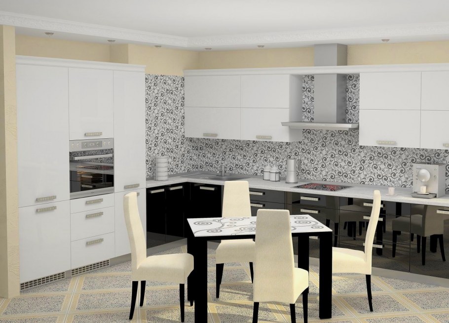 Черно белая кухня