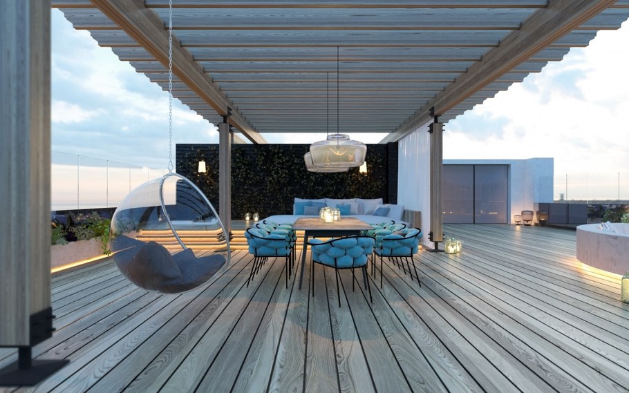 Планировка пентхауса с террасой 3d