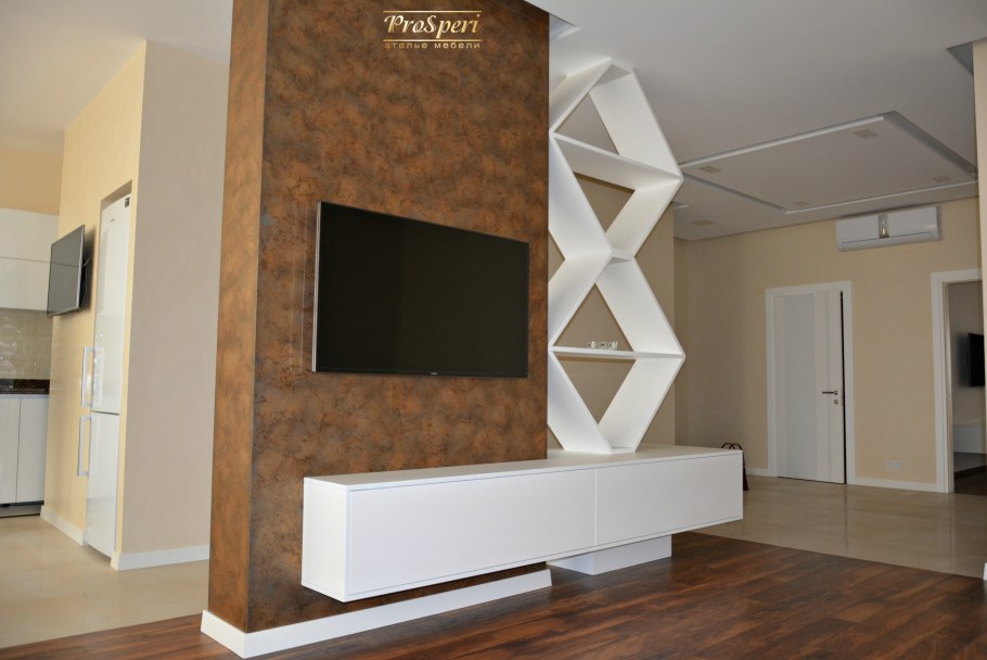 Стильные угловые шкафы продолжение ТВ зоны