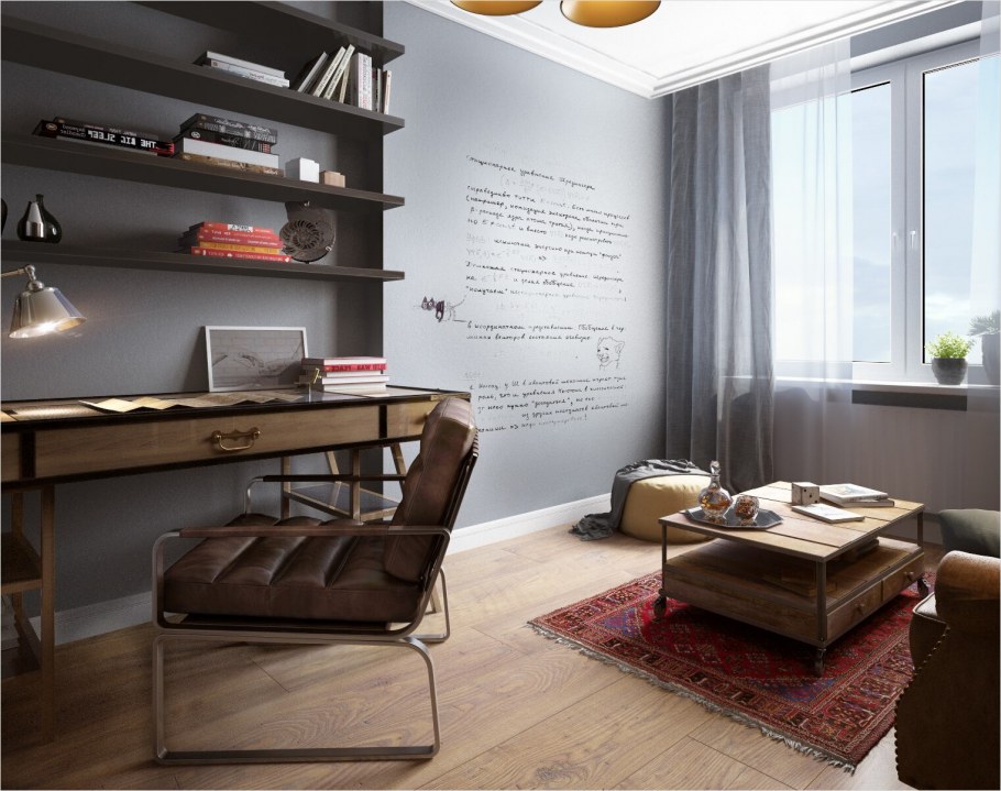 Маленький кабинет в стиле лофт
