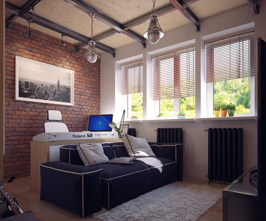 Домашний кабинет в стиле лофт