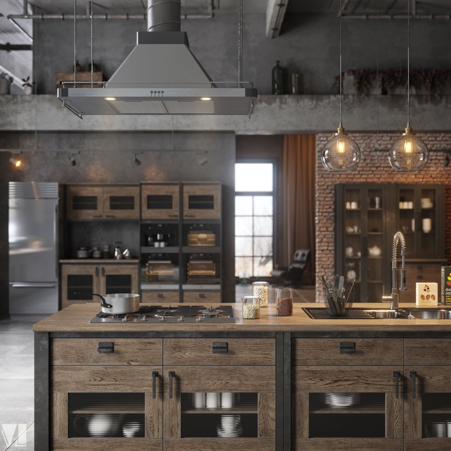 Кухня лофт 3ds Max