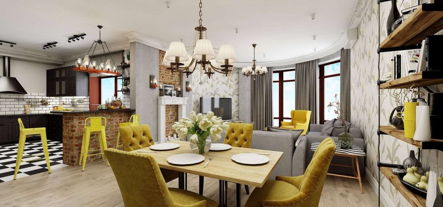 Кухня в стиле лофт и Прованс