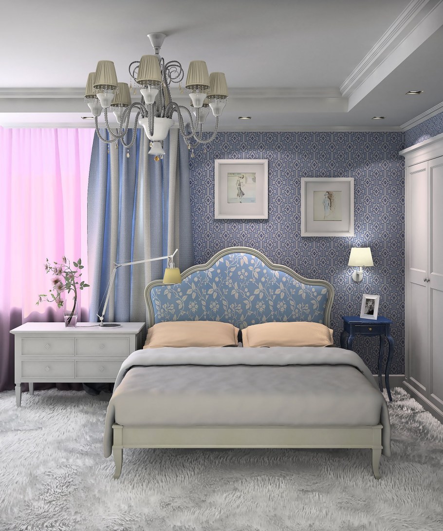 Пыльно голубой цвет в интерьере