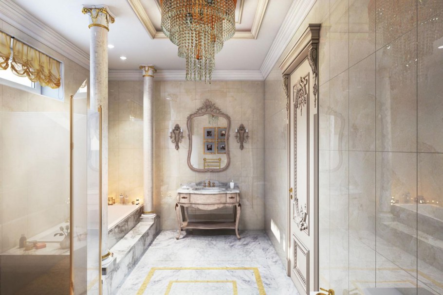 Ванная из мрамора в стиле рококо