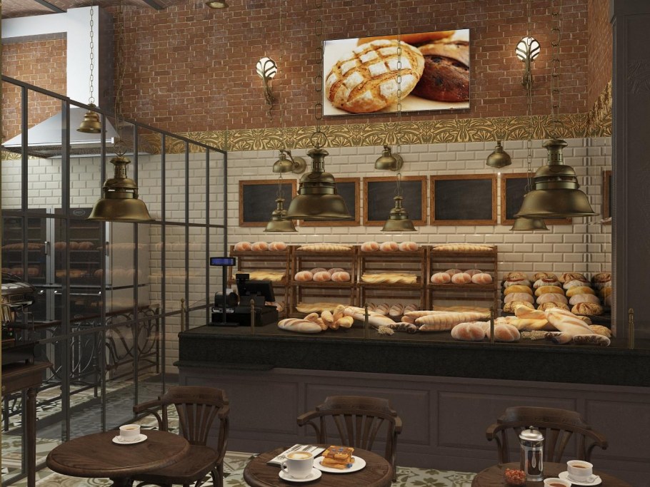Кафе пекарня интерьер