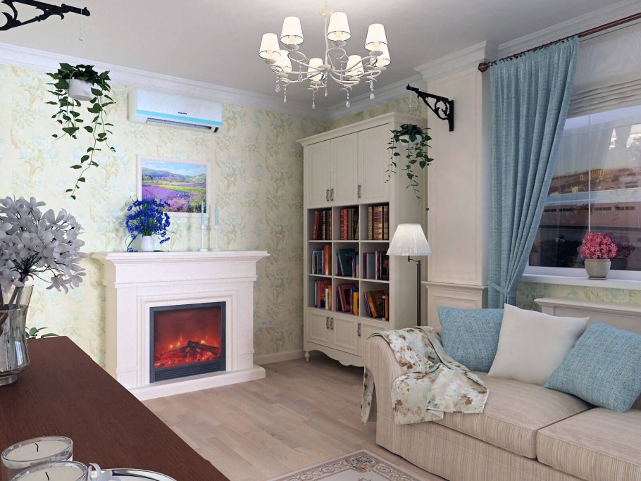 Стены в гостиной в стиле Прованс