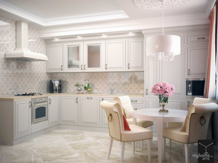 Кухня угловая Неоклассика беж