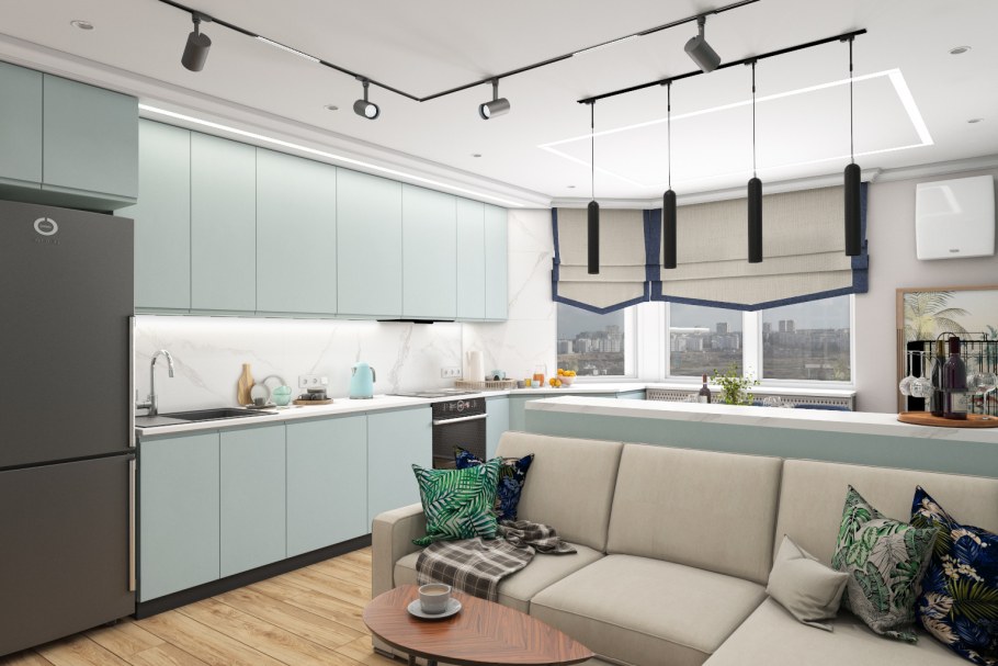 Трековый шинопровод next 2 м с софитами