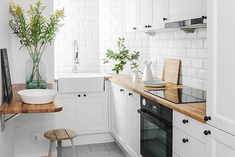 Плитка кабанчик на кухне в скандинавском стиле