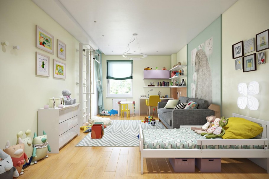 Интерьер комнаты для всей семьи