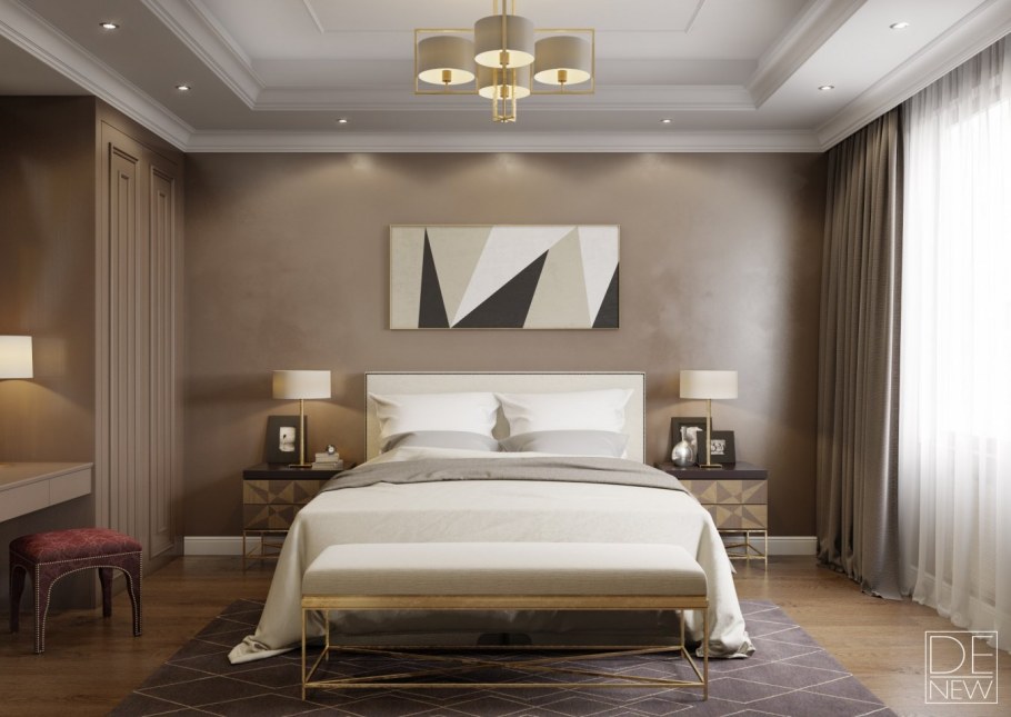 Спальня в кофейно-молочных тонах