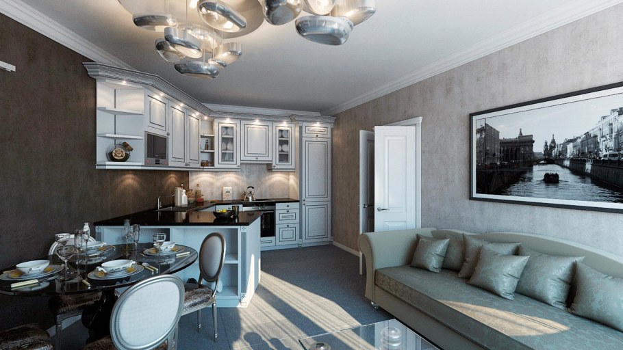 Кухня в теплых тонах