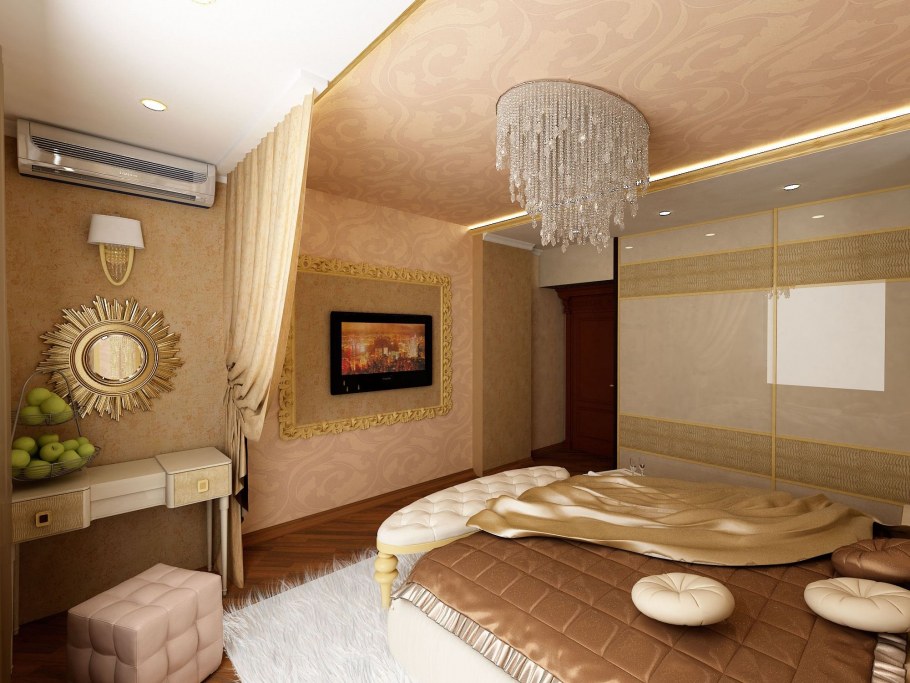 Комната в бежево золотистых тонах